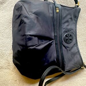 Tory Burch nylon hobo style handbag in black- great condition!